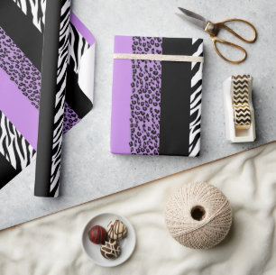 Leopard Print, Zebra Print, Animal Print, Paars Cadeaupapier