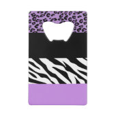 Leopard Print, Zebra Print, Animal Print, Paars Creditkaart Flessenopener (Voorkant)