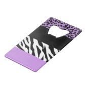 Leopard Print, Zebra Print, Animal Print, Paars Creditkaart Flessenopener (Voorkant Gekanteld)