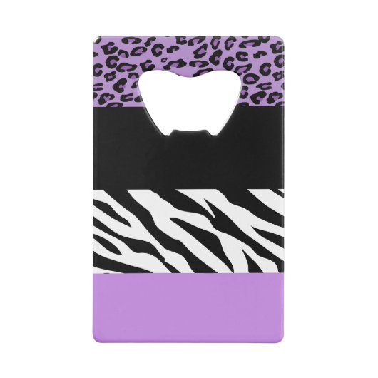 Leopard Print, Zebra Print, Animal Print, Paars Creditkaart Flessenopener (Achterkant)