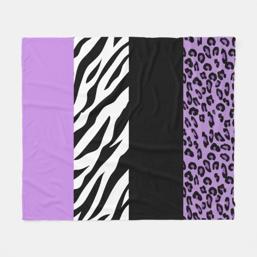 Leopard Print, Zebra Print, Animal Print, Paars Fleece Deken (Voorkant (Horizontaal))