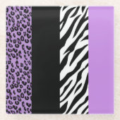 Leopard Print, Zebra Print, Animal Print, Paars Glazen Onderzetter (Voorkant)
