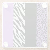 Leopard Print, Zebra Print, Animal Print, Paars Glazen Onderzetter (Achterkant)
