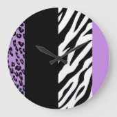 Leopard Print, Zebra Print, Animal Print, Paars Grote Klok (Voorkant)