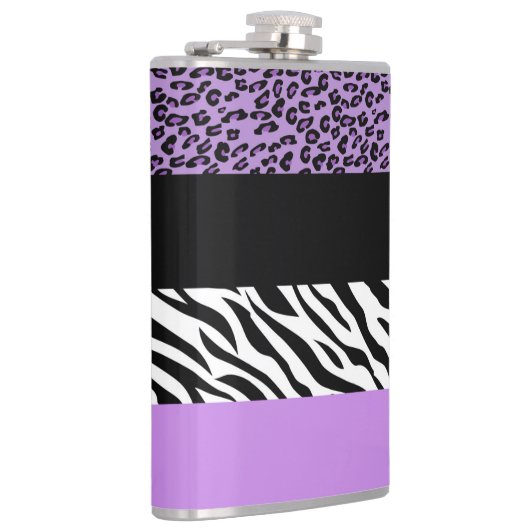 Leopard Print, Zebra Print, Animal Print, Paars Heupfles (Rechts)