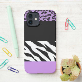 Leopard Print, Zebra Print, Animal Print, Paars iPhone 12 Hoesje