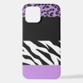 Leopard Print, Zebra Print, Animal Print, Paars iPhone Hoesje (Achterkant)