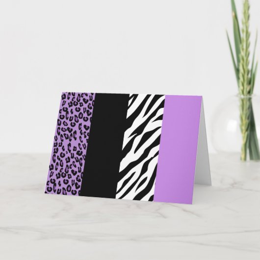 Leopard Print, Zebra Print, Animal Print, Paars Kaart (Voorkant)
