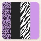 Leopard Print, Zebra Print, Animal Print, Paars Kartonnen Onderzetters (Voorkant)