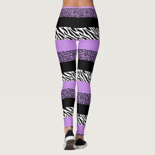 Leopard Print, Zebra Print, Animal Print, Paars Leggings (Achterkant)
