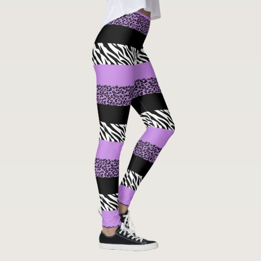 Leopard Print, Zebra Print, Animal Print, Paars Leggings (Rechts)