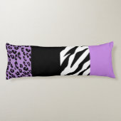 Leopard Print, Zebra Print, Animal Print, Paars Lichaamskussen (Achterkant)