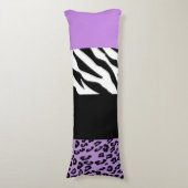 Leopard Print, Zebra Print, Animal Print, Paars Lichaamskussen (Voorkant Verticaal)