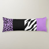 Leopard Print, Zebra Print, Animal Print, Paars Lichaamskussen (Voorkant)