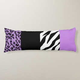 Leopard Print, Zebra Print, Animal Print, Paars Lichaamskussen