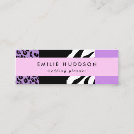 Leopard Print, Zebra Print, Animal Print, Paars Mini Visitekaartje