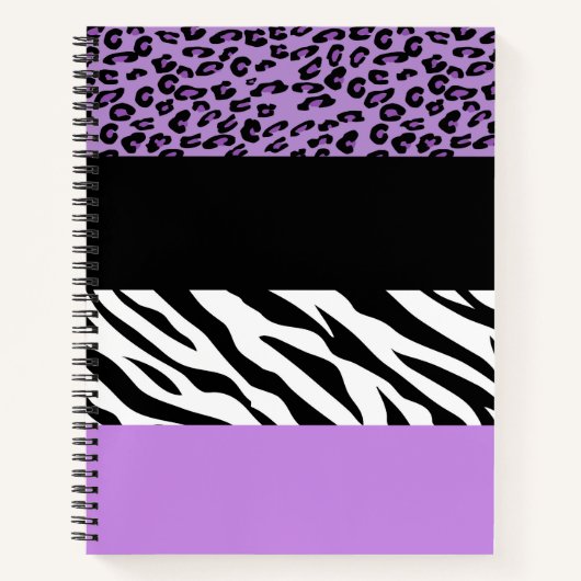 Leopard Print, Zebra Print, Animal Print, Paars Notitieboek (Voorkant)
