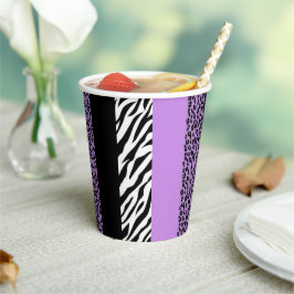 Leopard Print, Zebra Print, Animal Print, Paars Papieren Bekers