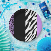 Leopard Print, Zebra Print, Animal Print, Paars Papieren Bordje (Feest)