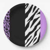 Leopard Print, Zebra Print, Animal Print, Paars Papieren Bordje (Voorkant)