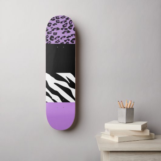 Leopard Print, Zebra Print, Animal Print, Paars Persoonlijk Skateboard (Muurkunst)