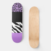 Leopard Print, Zebra Print, Animal Print, Paars Persoonlijk Skateboard (Voorkant)