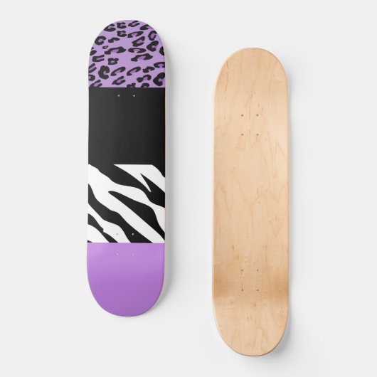 Leopard Print, Zebra Print, Animal Print, Paars Persoonlijk Skateboard (Voorkant)