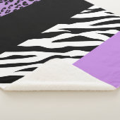 Leopard Print, Zebra Print, Animal Print, Paars Sherpa Deken (3/4)
