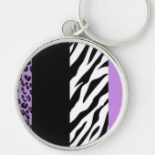 Leopard Print, Zebra Print, Animal Print, Paars Sleutelhanger (Voorkant)