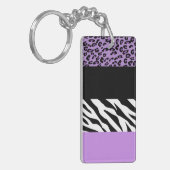 Leopard Print, Zebra Print, Animal Print, Paars Sleutelhanger (Voorkant Links)