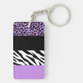 Leopard Print, Zebra Print, Animal Print, Paars Sleutelhanger (achterkant)