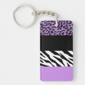 Leopard Print, Zebra Print, Animal Print, Paars Sleutelhanger (Voorkant)