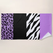 Leopard Print, Zebra Print, Animal Print, Paars Strandlaken (Voorkant)