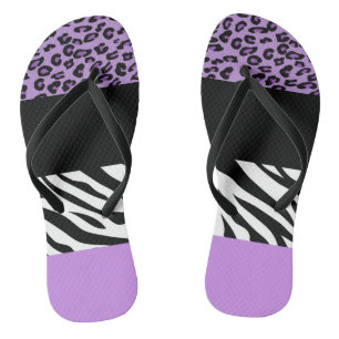 Leopard Print, Zebra Print, Animal Print, Paars Teenslippers