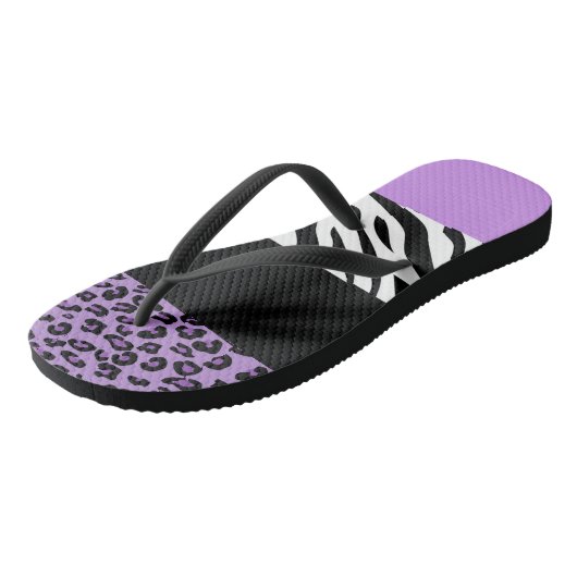 Leopard Print, Zebra Print, Animal Print, Paars Teenslippers (Schuin)
