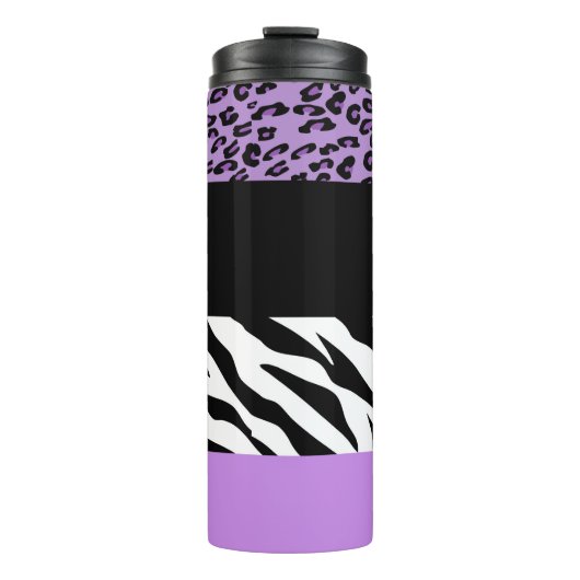 Leopard Print, Zebra Print, Animal Print, Paars Thermosbeker (Voorkant)