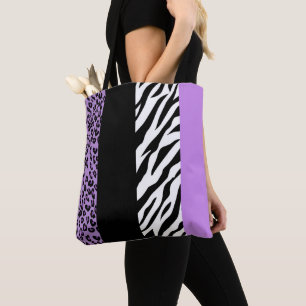 Leopard Print, Zebra Print, Animal Print, Paars Tote Bag