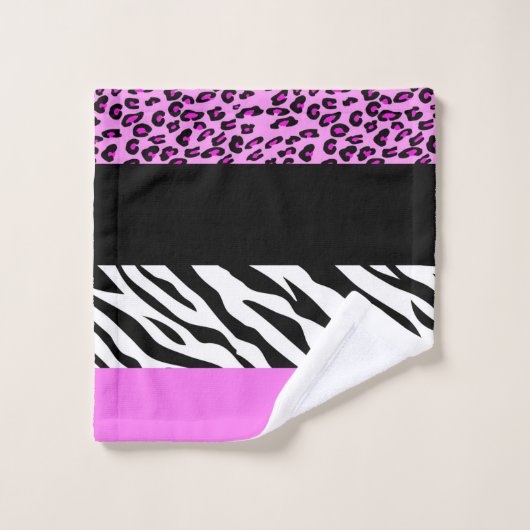 Leopard Print, Zebra Print, Animal Print, Roze Bad Handdoek (Wasdoekje)