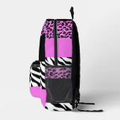 Leopard Print, Zebra Print, Animal Print, Roze Bedrukte Rugzak (Rechts)