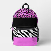 Leopard Print, Zebra Print, Animal Print, Roze Bedrukte Rugzak (Voorkant)