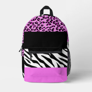 Leopard Print, Zebra Print, Animal Print, Roze Bedrukte Rugzak
