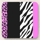 Leopard Print, Zebra Print, Animal Print, Roze Bier Onderzetter (Voorkant)