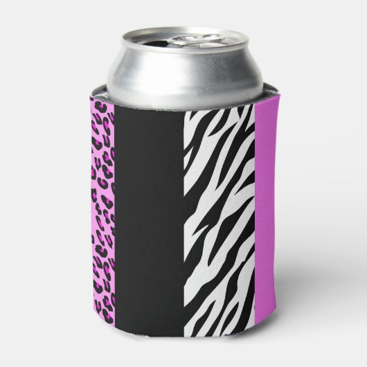 Leopard Print, Zebra Print, Animal Print, Roze Blikjeskoeler (Blikje Voorkant)