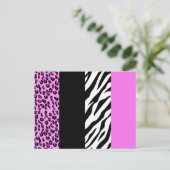 Leopard Print, Zebra Print, Animal Print, Roze Briefkaart (Staand voorkant)