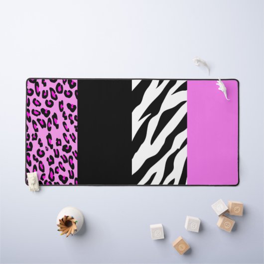 Leopard Print, Zebra Print, Animal Print, Roze Bureaumat (Kindertafel)