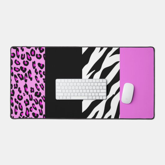 Leopard Print, Zebra Print, Animal Print, Roze Bureaumat (Keyboard & Muis)