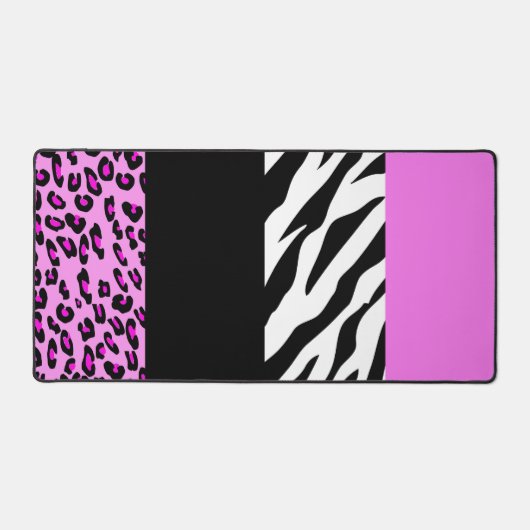 Leopard Print, Zebra Print, Animal Print, Roze Bureaumat (Voorkant)