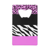 Leopard Print, Zebra Print, Animal Print, Roze Creditkaart Flessenopener (Voorkant)
