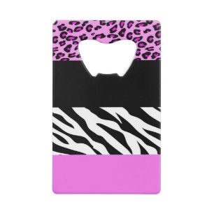 Leopard Print, Zebra Print, Animal Print, Roze Creditkaart Flessenopener