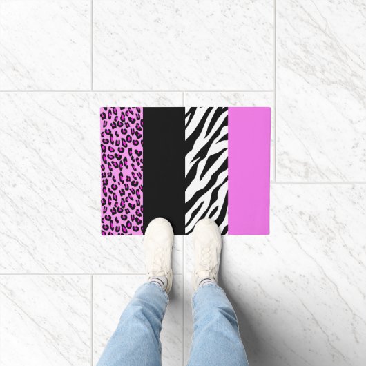 Leopard Print, Zebra Print, Animal Print, Roze Deurmat (Binnen)
